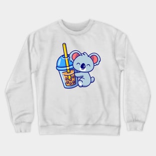 Cute Koala Hug Boba Milk Tea Crewneck Sweatshirt